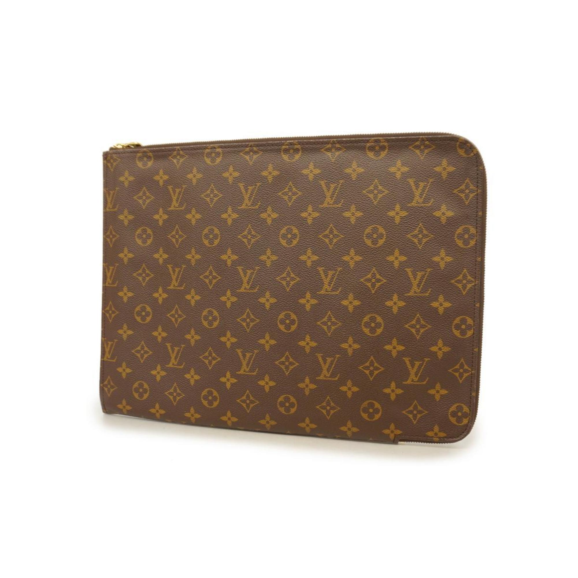 Louis Vuitton Clutch Bag Monogram Poche Document M53456 Brown Men's Women's