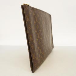 Louis Vuitton Clutch Bag Monogram Poche Document M53456 Brown Men's Women's