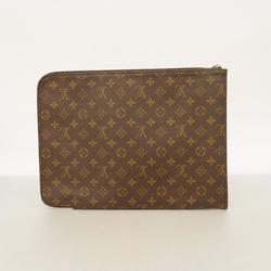 Louis Vuitton Clutch Bag Monogram Poche Document M53456 Brown Men's Women's