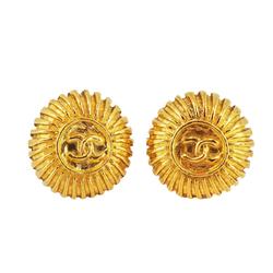 Chanel Earrings Coco Mark Circle GP Plated Gold Women's