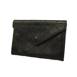 Chanel Wallet Bicolor Lambskin Black Women's