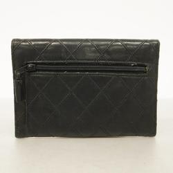 Chanel Wallet Bicolor Lambskin Black Women's