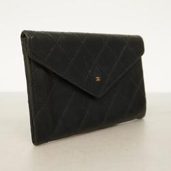 Chanel Wallet Bicolor Lambskin Black Women's