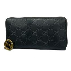 Gucci Long Wallet Guccissima 409342 Leather Black Women's