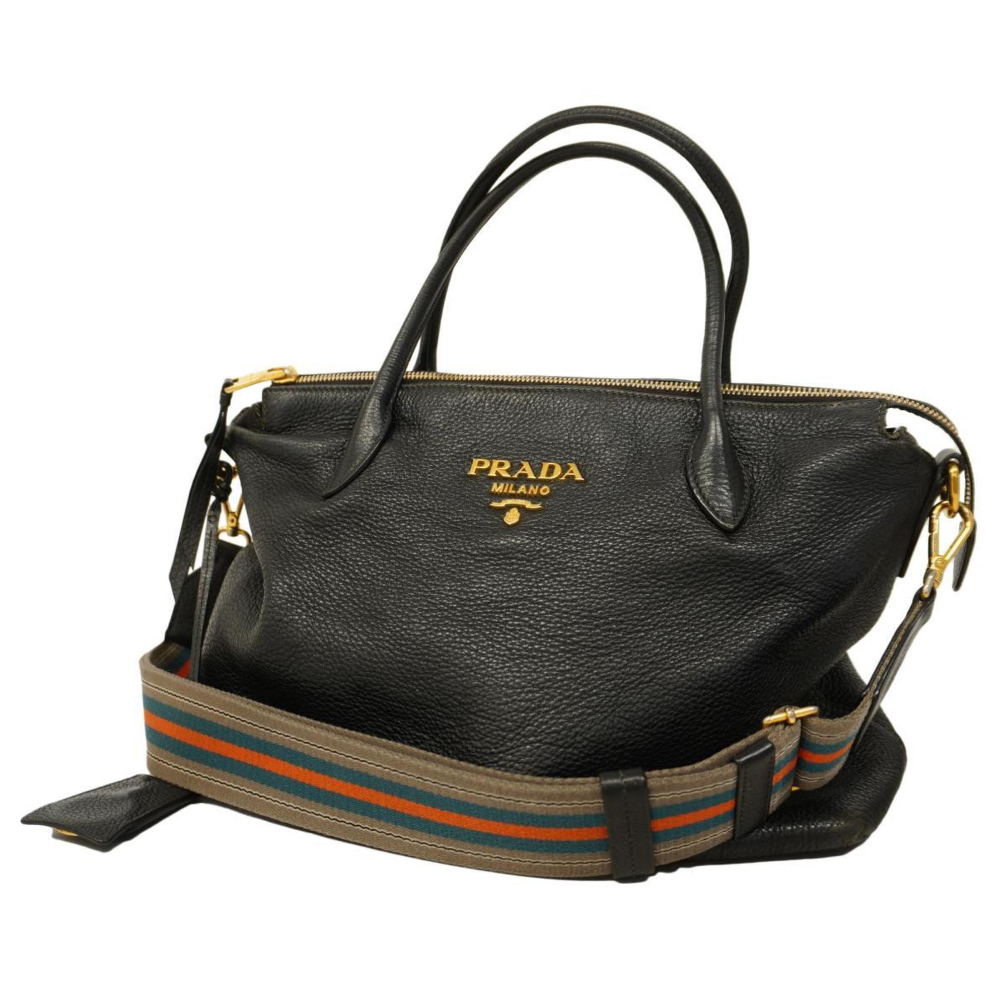 Prada handbag leather black ladies