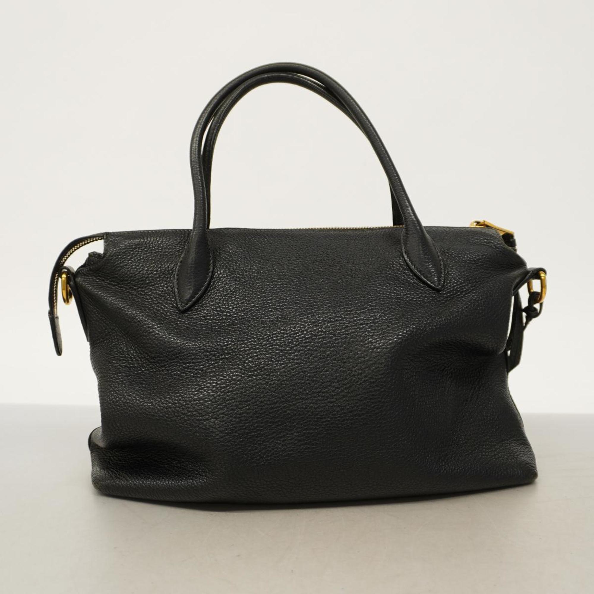 Prada handbag leather black ladies