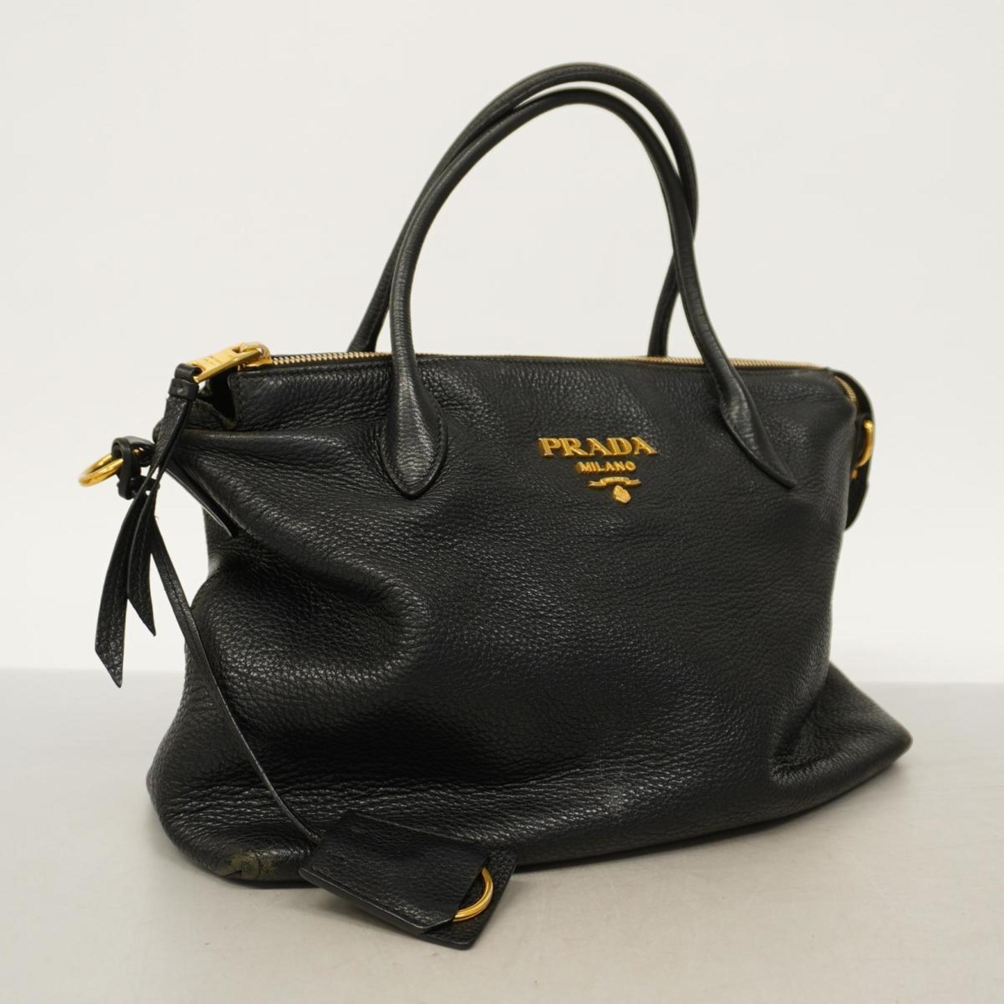 Prada handbag leather black ladies