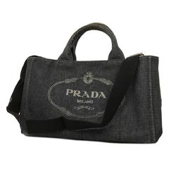 Prada handbag Canapa denim black ladies