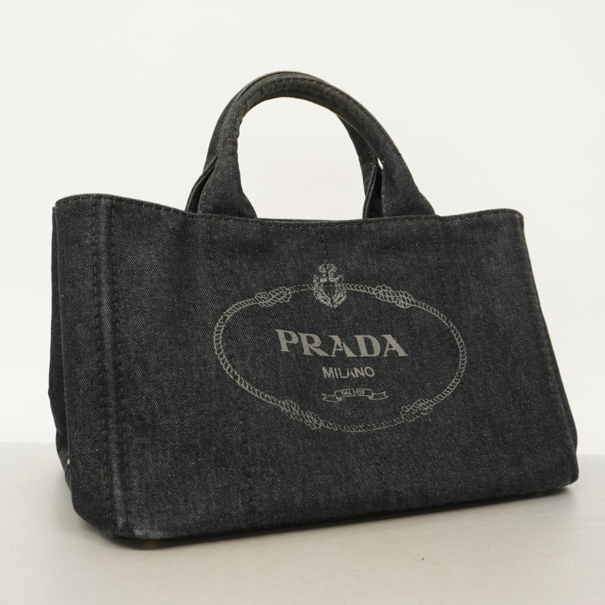 Prada handbag Canapa denim black ladies