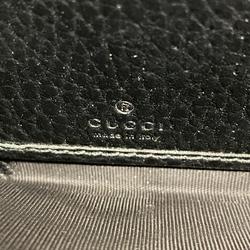 Gucci Long Wallet GG Marmont Supreme 456117 Leather Brown Black Women's