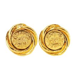 Chanel Earrings Coco Mark Circle GP Plated Gold Women's