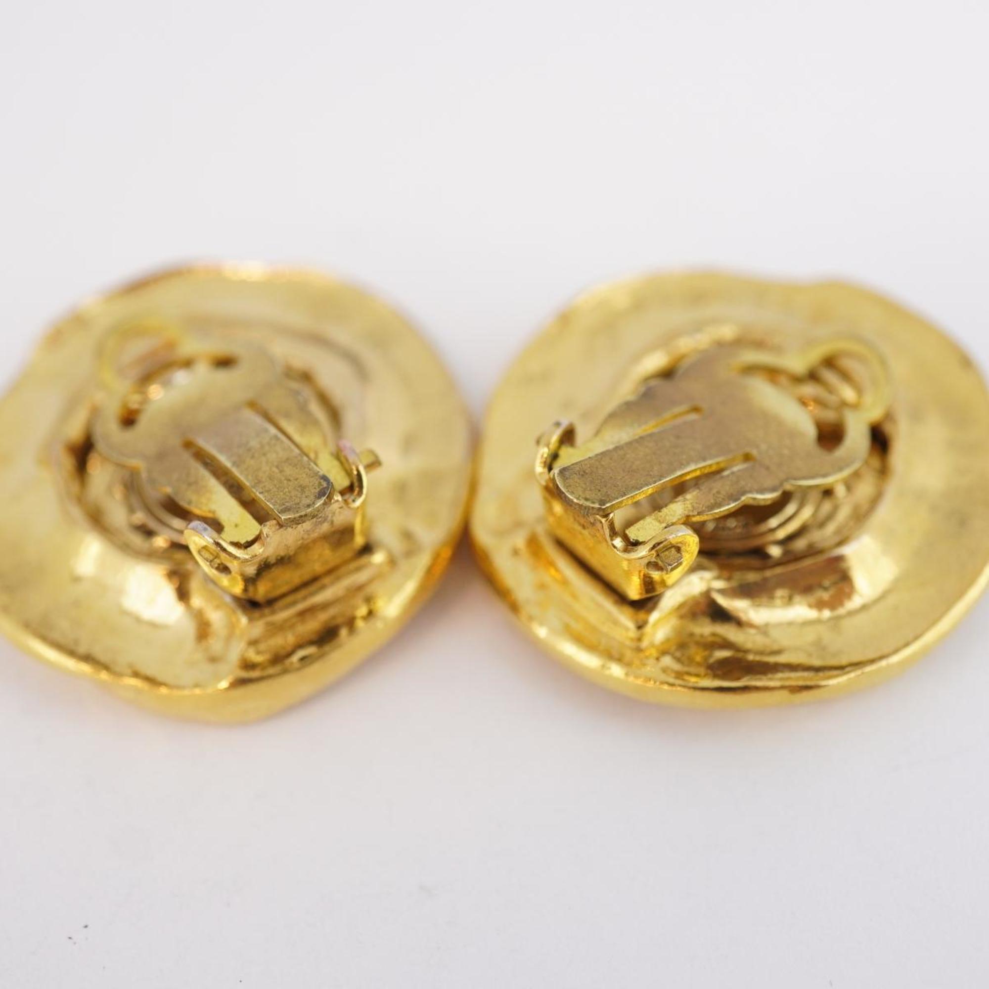 Chanel Earrings Coco Mark Circle GP Plated Gold Women's