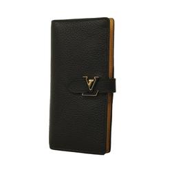 Louis Vuitton Long Wallet Taurillon LV Vertical M81330 Noir Ladies