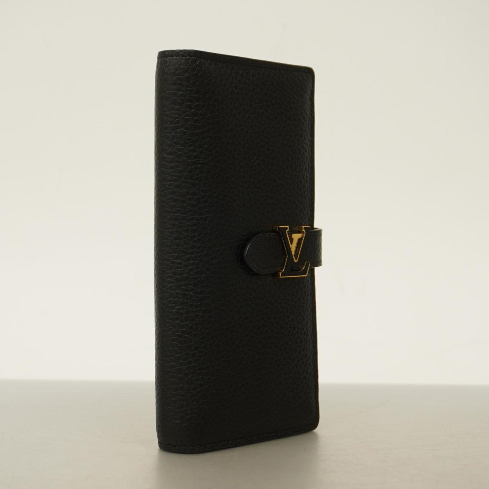 Louis Vuitton Long Wallet Taurillon LV Vertical M81330 Noir Ladies