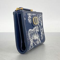 Christian Dior Wallet 30 Montaigne Dahlia Canvas Navy Men's Women's