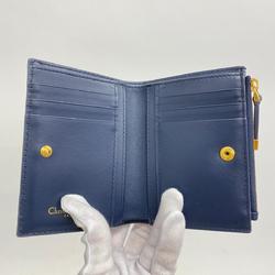 Christian Dior Wallet 30 Montaigne Dahlia Canvas Navy Men's Women's