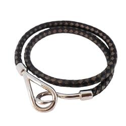 Hermes Bracelet Jumbo Hook Metal Material Leather Silver Black Men Women