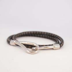 Hermes Bracelet Jumbo Hook Metal Material Leather Silver Black Men Women