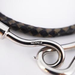 Hermes Bracelet Jumbo Hook Metal Material Leather Silver Black Men Women