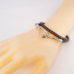 Hermes Bracelet Jumbo Hook Metal Material Leather Silver Black Men Women