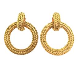 Chanel Earrings Circle GP Plated Gold Women's