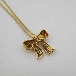 Tiffany Necklace Ribbon 1PD Diamond K18YG Yellow Gold Women's