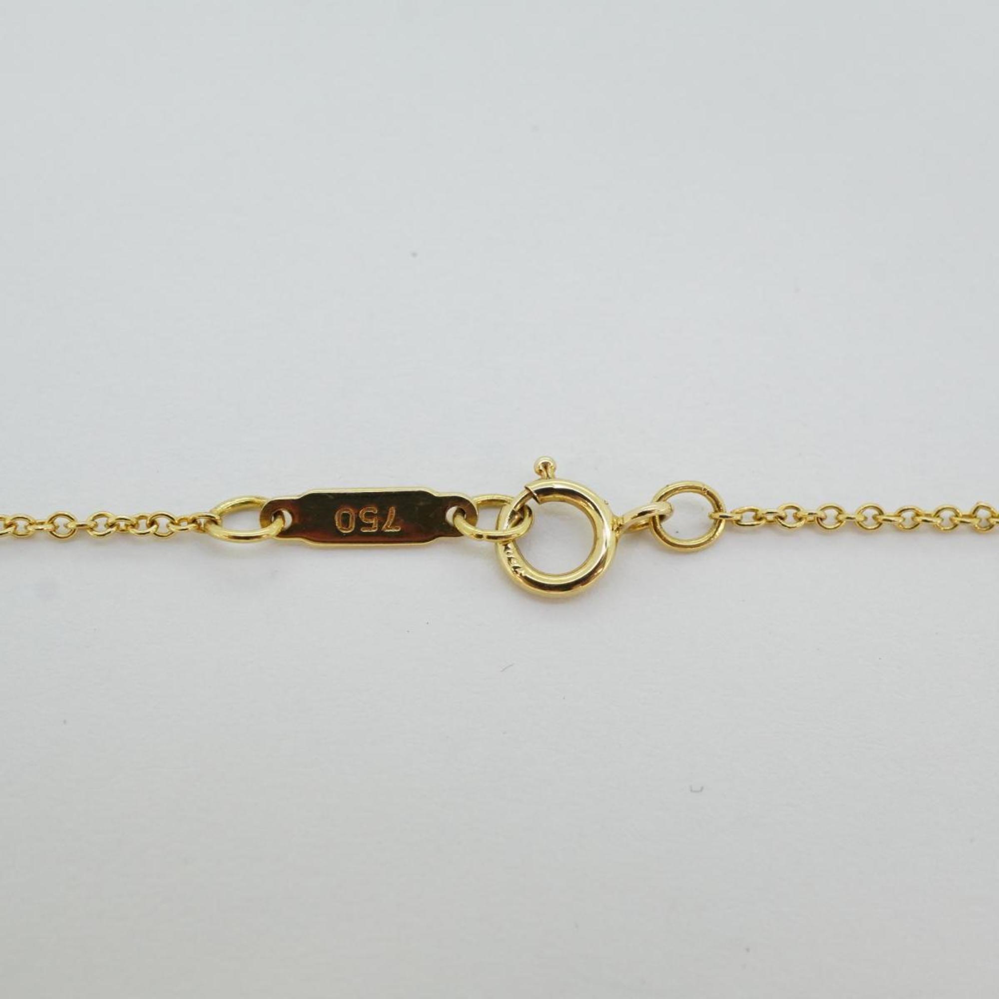 Tiffany Necklace Ribbon 1PD Diamond K18YG Yellow Gold Women's