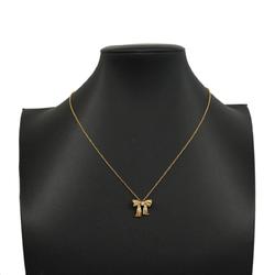 Tiffany Necklace Ribbon 1PD Diamond K18YG Yellow Gold Women's