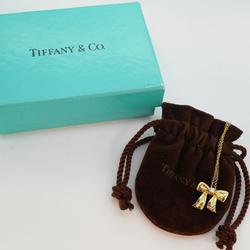 Tiffany Necklace Ribbon 1PD Diamond K18YG Yellow Gold Women's