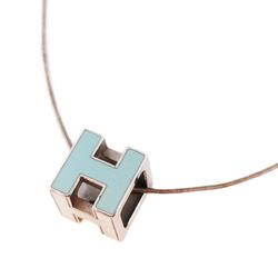 Hermes Necklace, Cage d'Ash, Metal, Silver, Blue, Women's