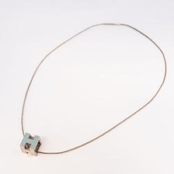 Hermes Necklace, Cage d'Ash, Metal, Silver, Blue, Women's