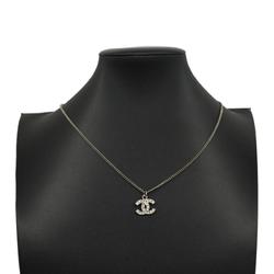 Chanel Necklace Coco Mark Rhinestone Metal Silver 10V Women's