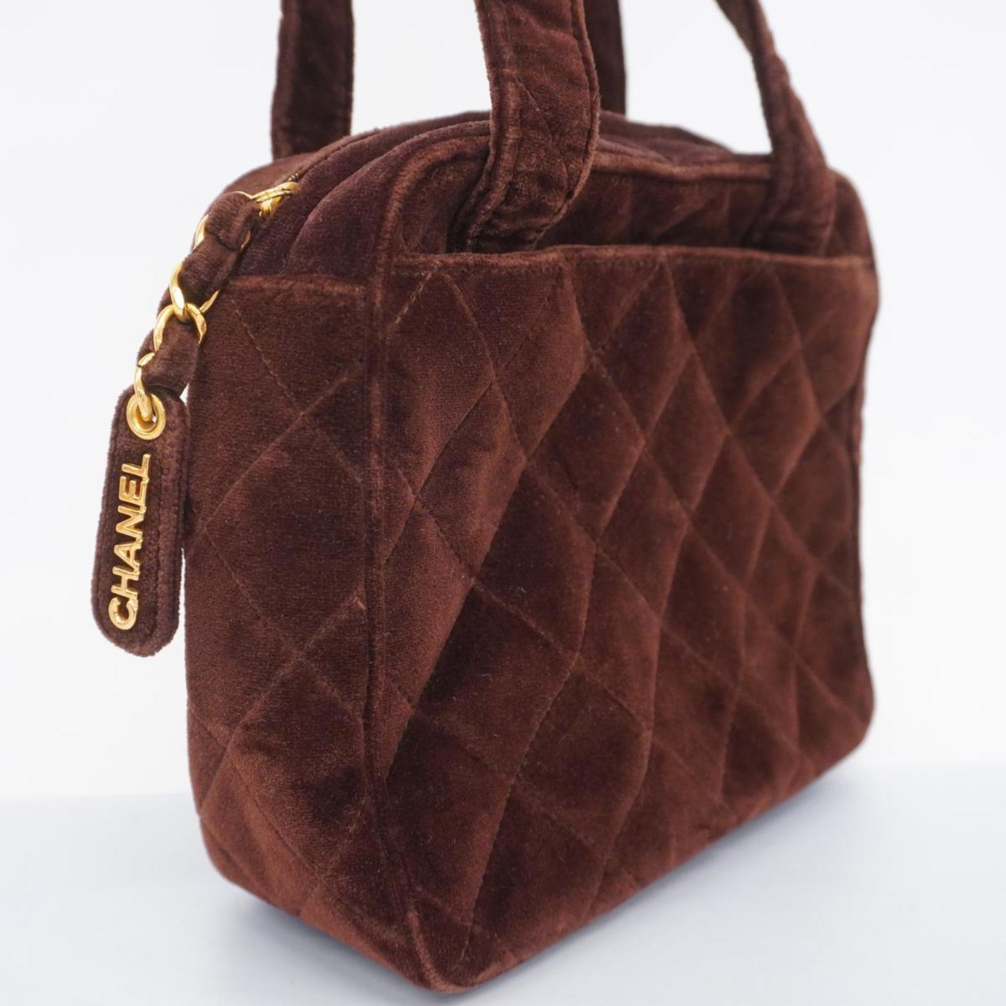 Chanel handbag Matelasse Velour Brown Ladies