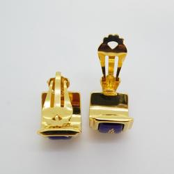 Hermes Earrings, Enamel, GP Plated, Cloisonne, Gold, Blue, Women's