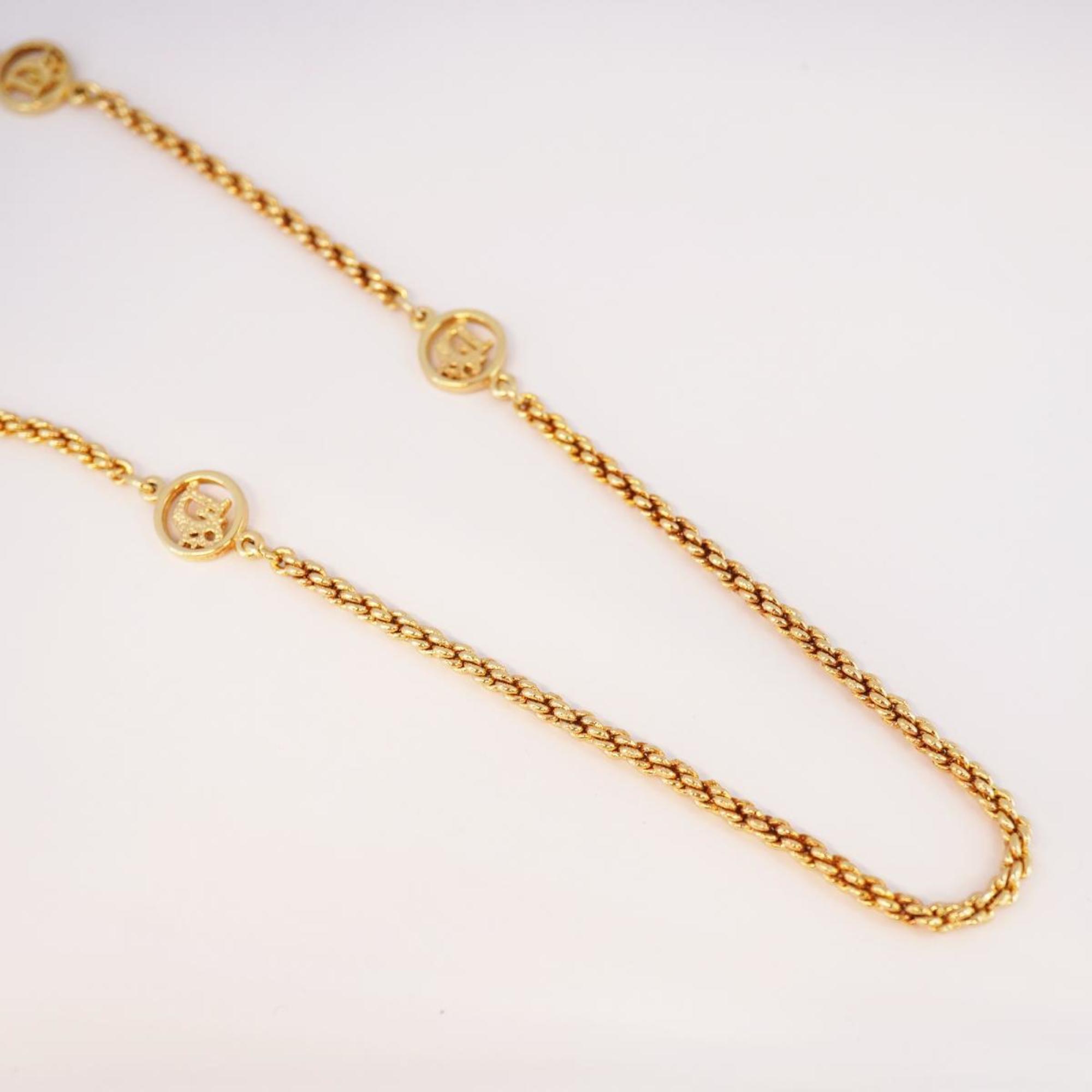 Christian Dior Necklace Circle GP Plated Gold Women's