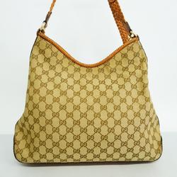 Gucci Shoulder Bag GG Canvas Marrakech 257026 Leather Brown Women's