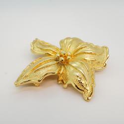 Christian Dior Brooch Flower Motif GP Plated Gold Women's