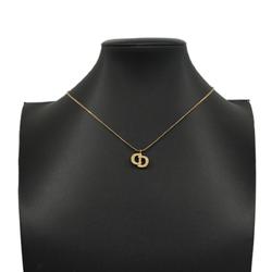 Christian Dior Necklace CD Rhinestone GP Plated Gold Women's