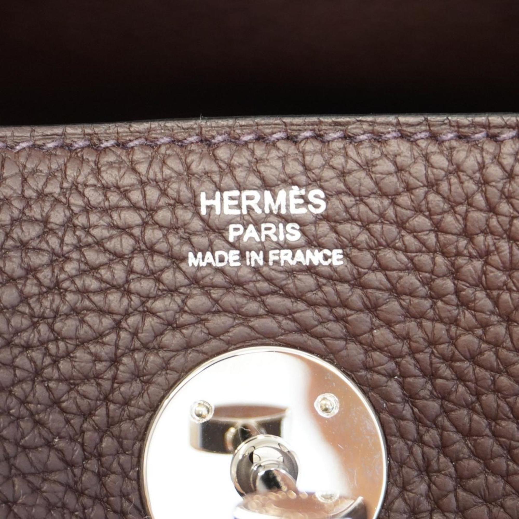 Hermes handbag Lindy 26 Z engraved Taurillon Clemence Cafe ladies