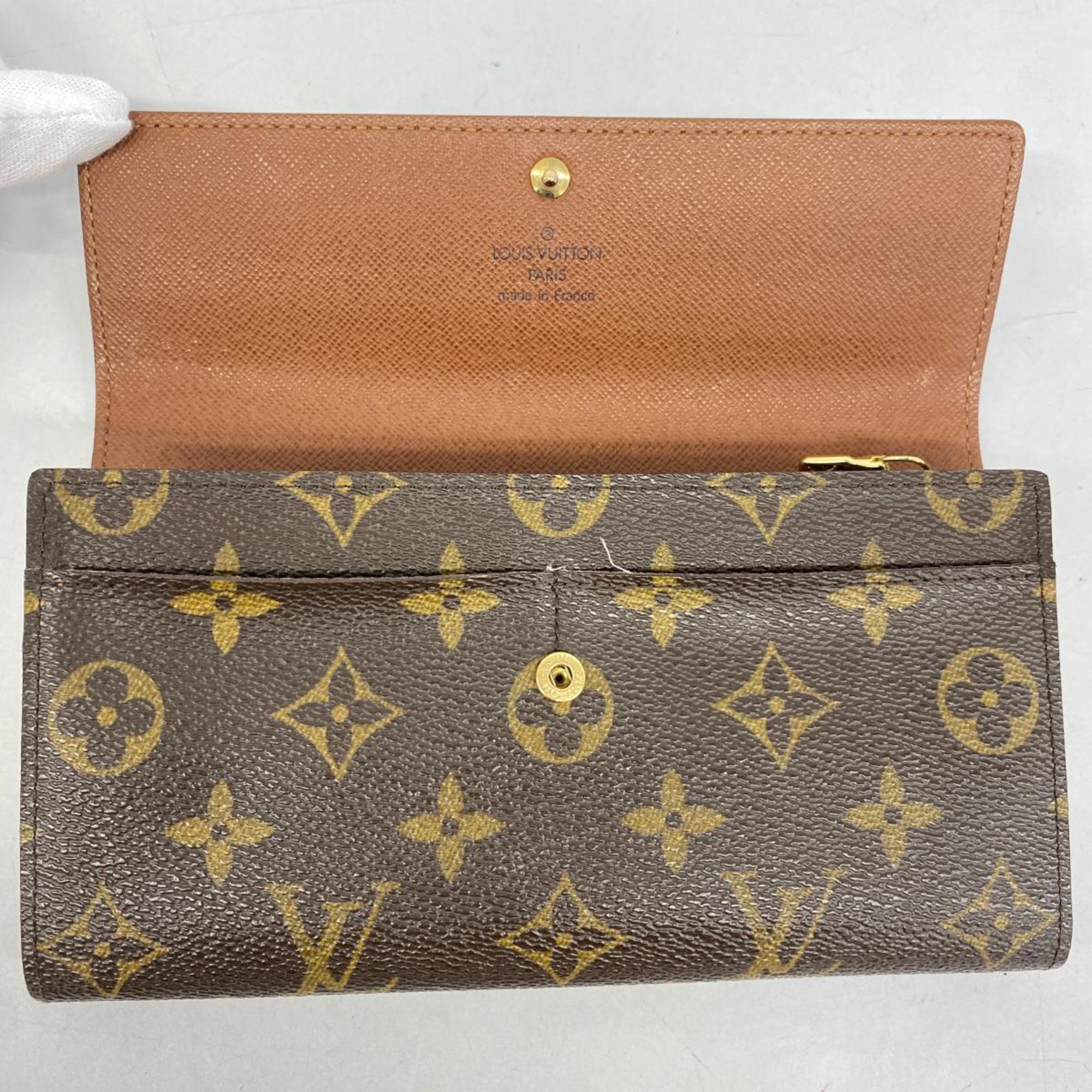 Louis Vuitton Long Wallet Monogram Pochette Porto Monnaie Credit M61726 Brown Men's Women's