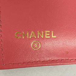 Chanel Tri-fold Wallet Matelasse Caviar Skin Pink Women's