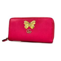 Gucci Long Wallet GG Marmont 499363 Leather Pink Women's