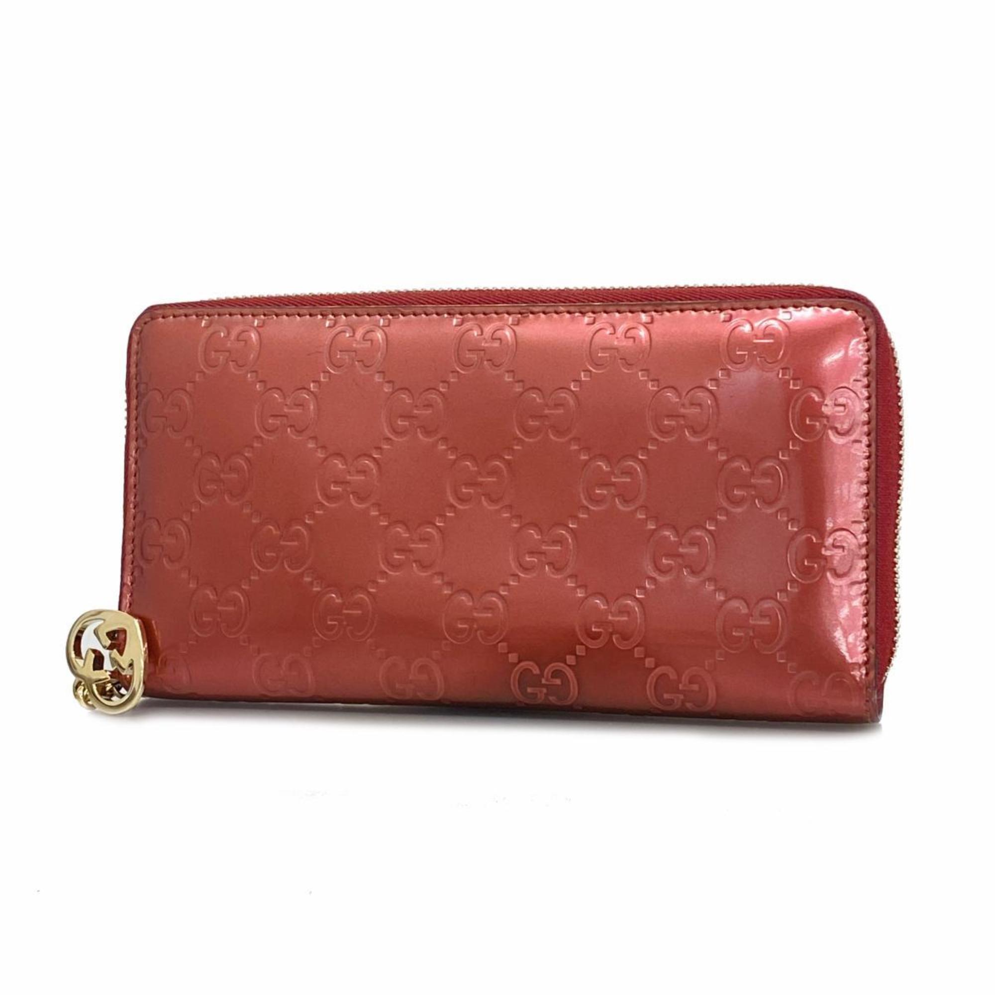 Gucci Long Wallet Guccissima 308005 Enamel Pink Champagne Women's