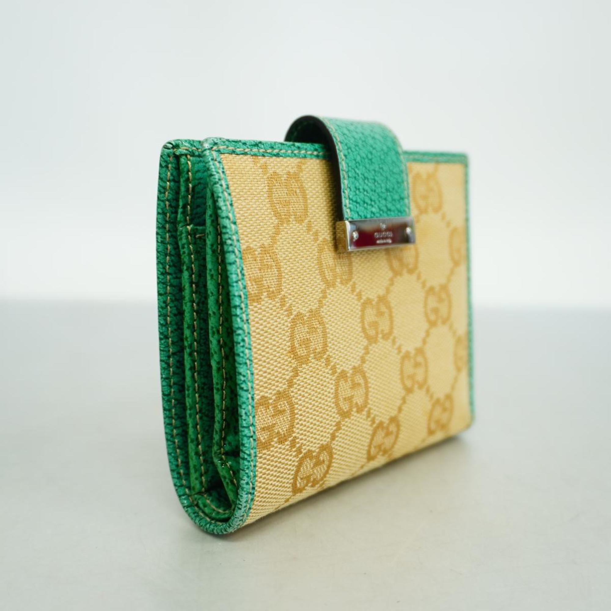 Gucci Wallet GG Canvas 115091 Beige Green Women's