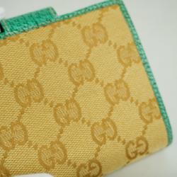 Gucci Wallet GG Canvas 115091 Beige Green Women's