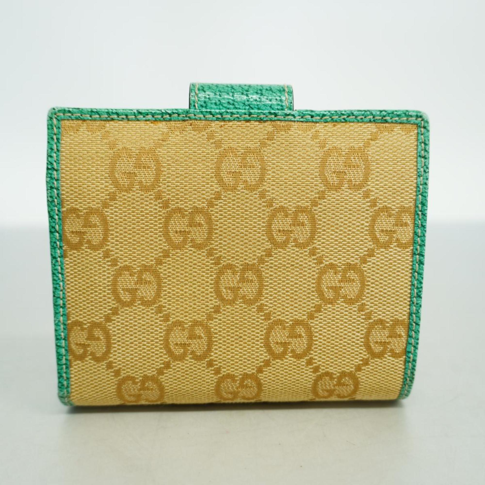 Gucci Wallet GG Canvas 115091 Beige Green Women's