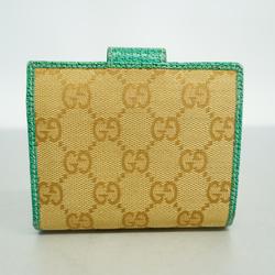 Gucci Wallet GG Canvas 115091 Beige Green Women's