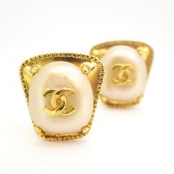 Chanel Earrings Coco Mark Fake Pearl GP Plated Gold 97A Women's