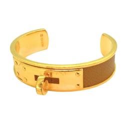 Hermes Bangle Kelly GP Plated Leather Gold Brown Men's Women's