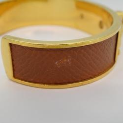 Hermes Bangle Kelly GP Plated Leather Gold Brown Men's Women's